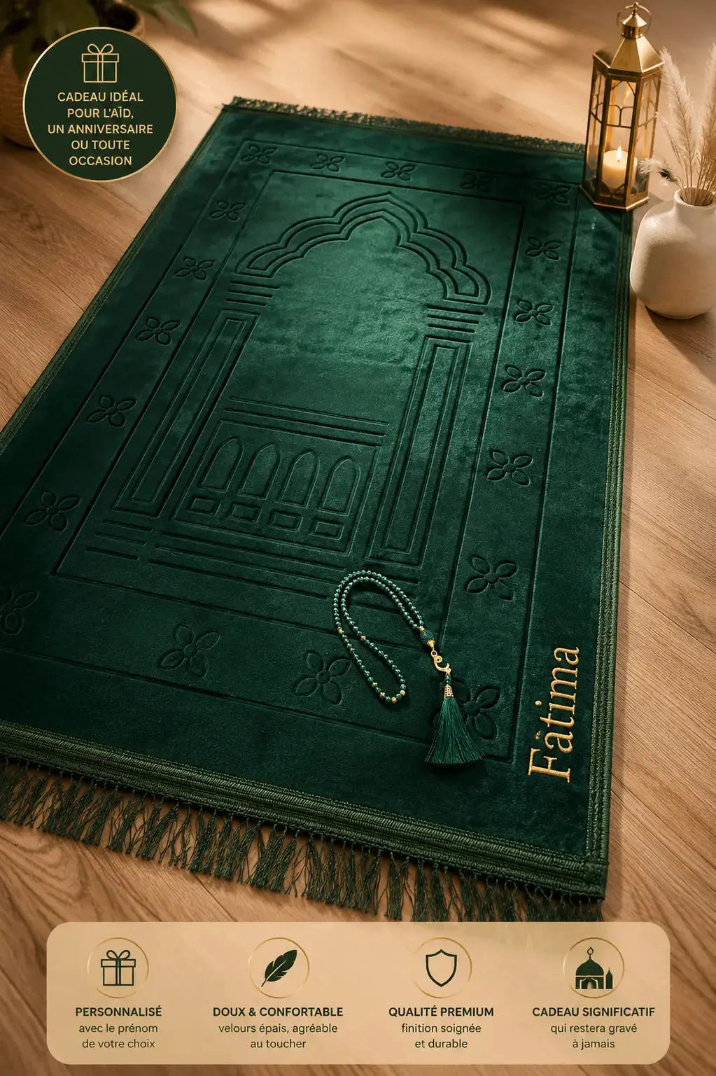 Cadeau-Islamique-Personnalisé-Tapis-Prière-Veilleuse-Spirituel CréaBySana