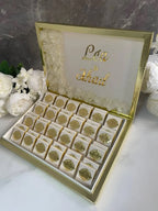 Chocolats mariage fins personnalisés — prénoms date gravés | CréaBySana