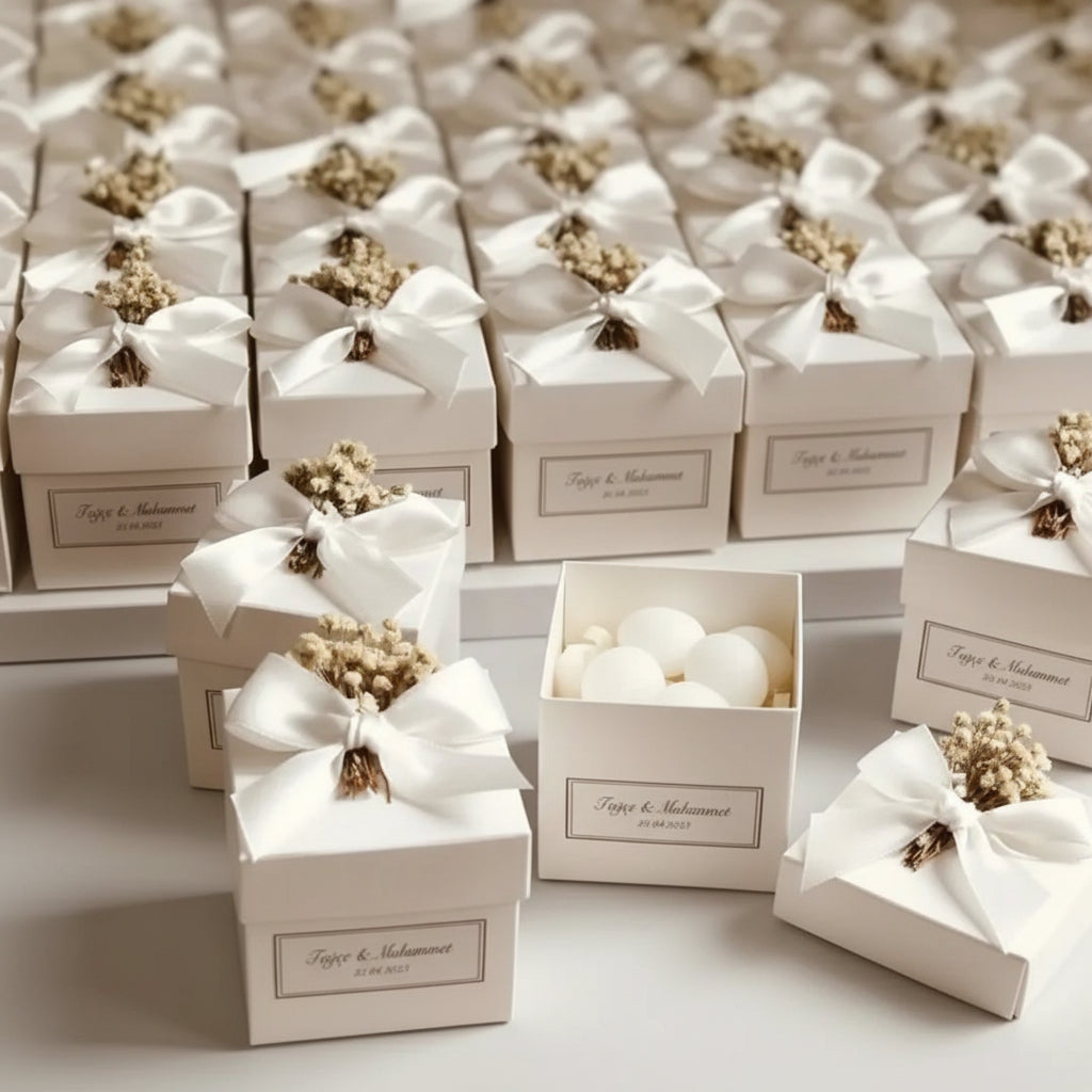Bougie bubble personnalisée avec boîte — cadeau invité mariage | CréaBySana