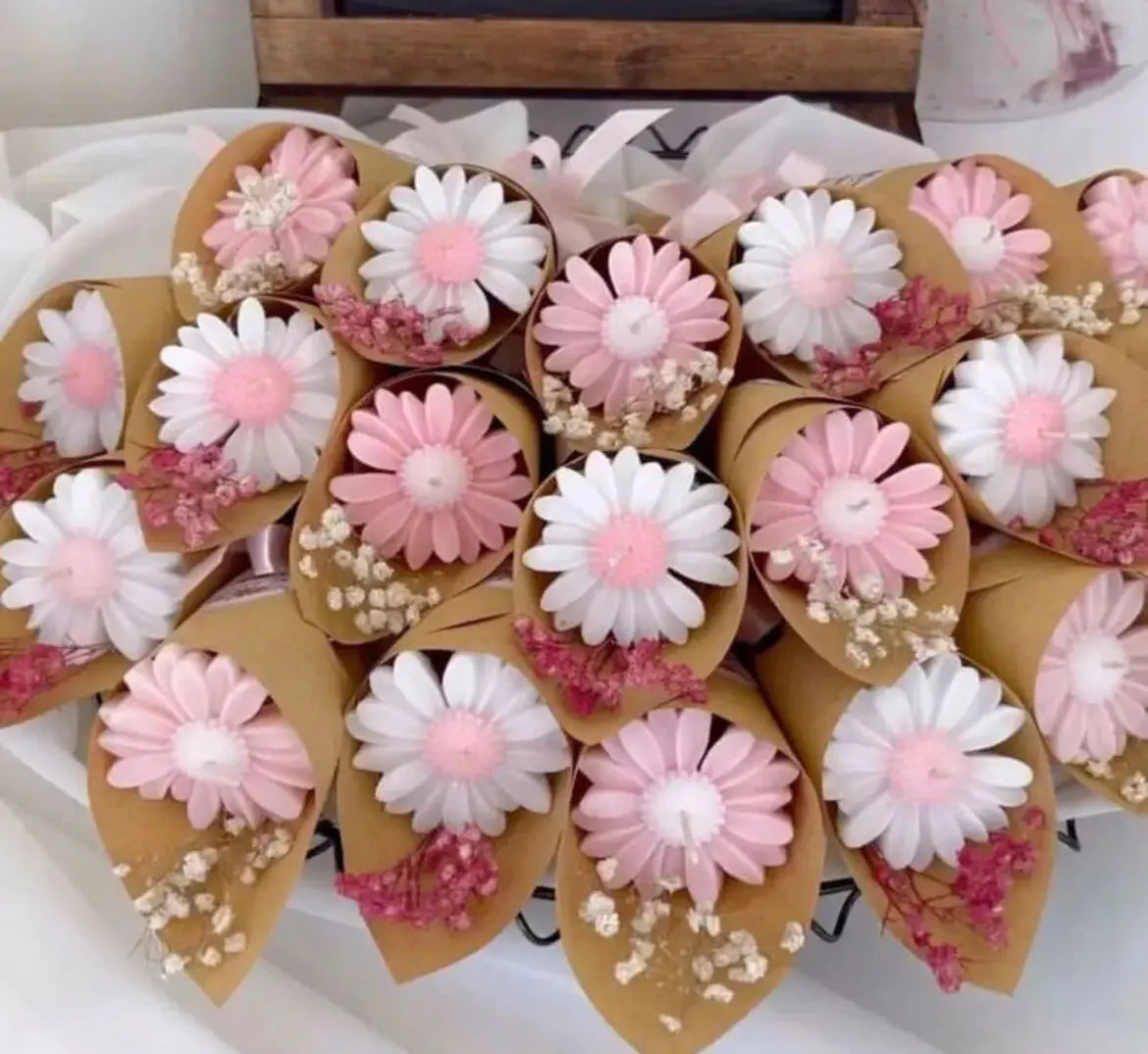 Bougies fleurs décoratives mariage baptême — cadeau invité | CréaBySana