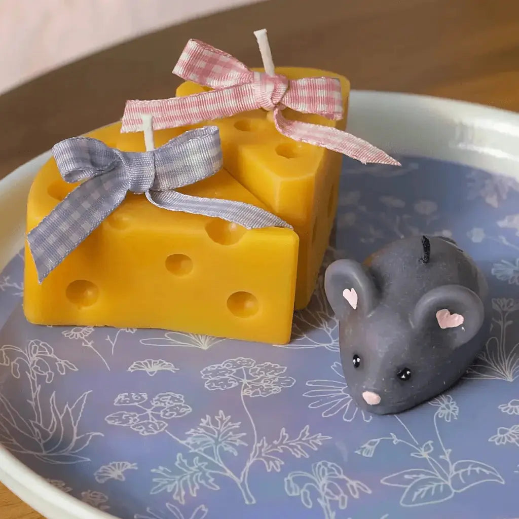 Bougie fromage souris décorative — cadeau original artisanal | CréaBySana