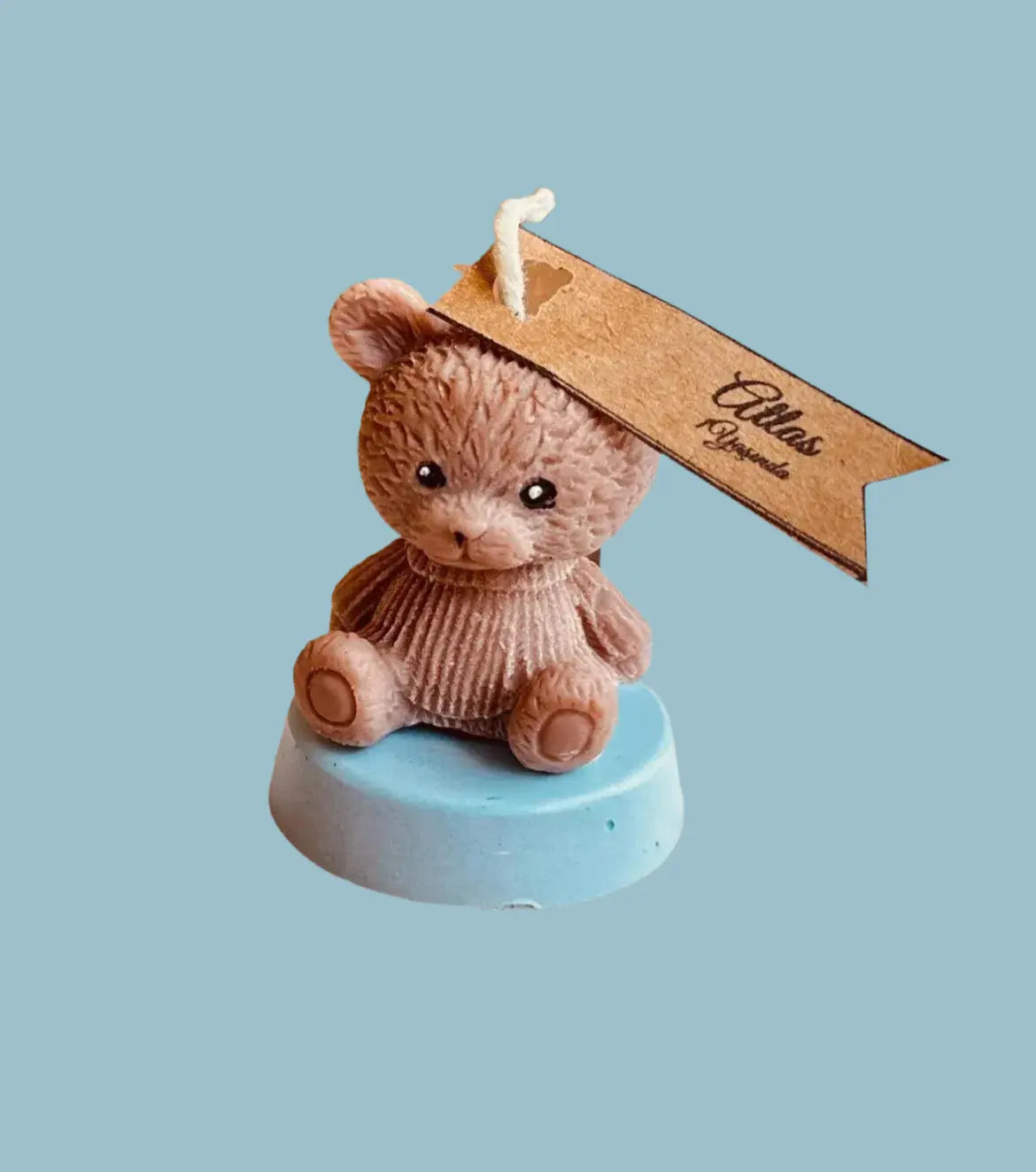 Bougie nounours cire soja personnalisée — cadeau bébé artisanal | CréaBySana