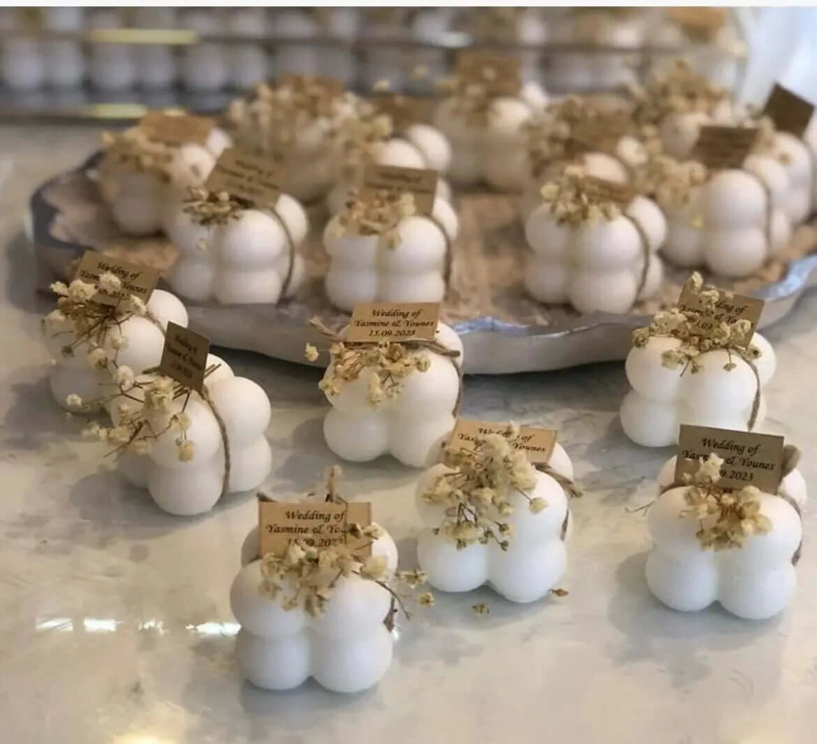 Lot 100 bougies mariage personnalisées — cadeau invité artisanal | CréaBySana