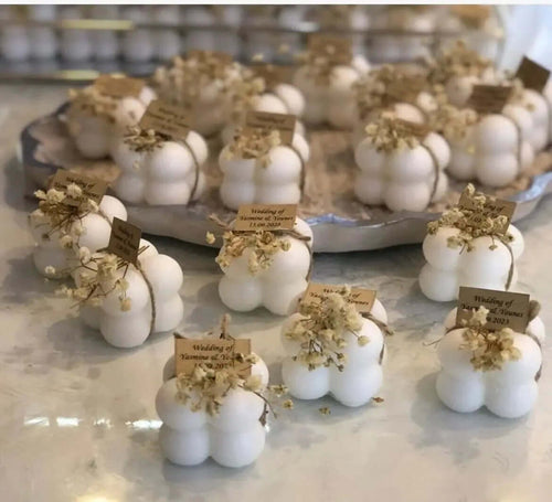 Lot 100 bougies mariage personnalisées — cadeau invité artisanal | CréaBySana