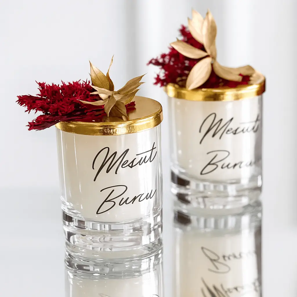 Bougie publicitaire cadeau invité personnalisée — élégante | CréaBySana