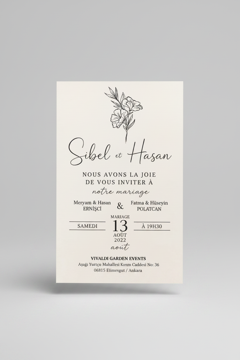 Invitation sur mesure mariage personnalisée — design unique | CréaBySana