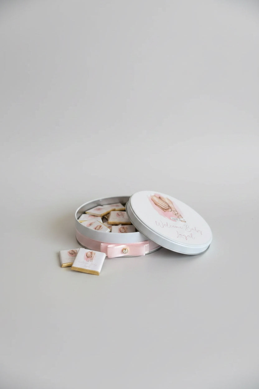 Coffret cadeau naissance personnalisé — chocolats dragées bébé | CréaBySana