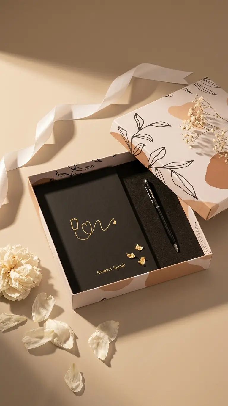 Coffret Cadeau Médecin Personnalisé | Stylo Gravé & Carnet Stéthoscope CréaBySana