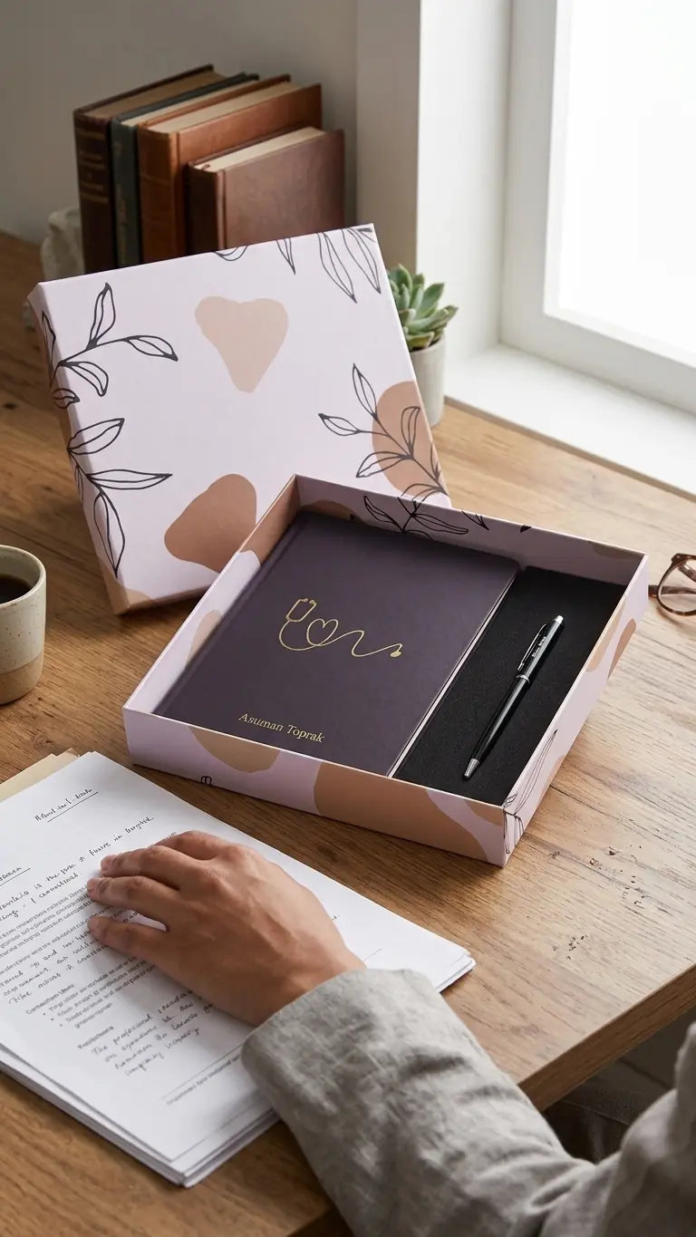 Coffret Cadeau Médecin Personnalisé | Stylo Gravé & Carnet Stéthoscope CréaBySana