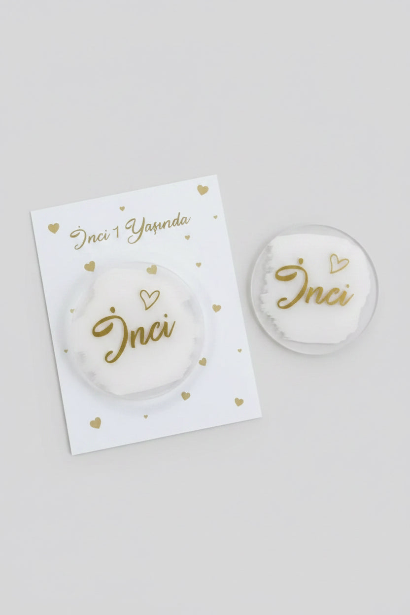 Magnet artisanal mariage 6cm — gravure logo texte personnalisé | Créa By Sana