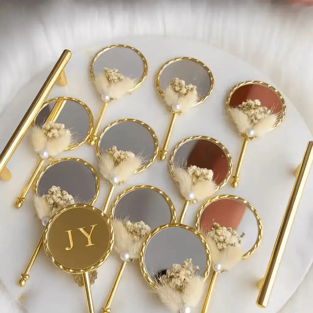 Miroir doré personnalisé mariage — accessoire beauté cadeau | Créa By Sana