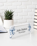 Plaque bureau acrylique florale personnalisée — gravure laser | CréaBySana