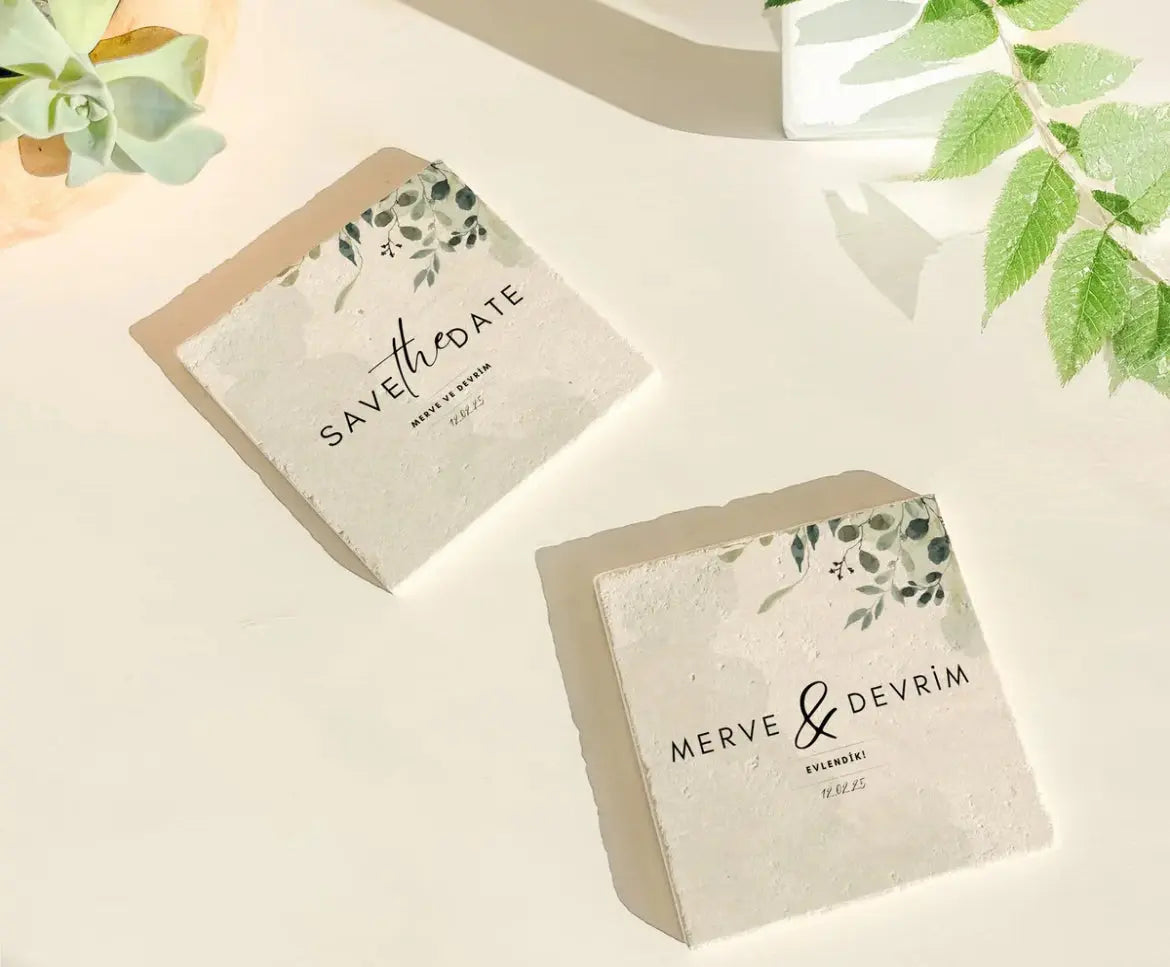Dessous de verre pierre gravé personnalisé — souvenir invité | Créa By Sana
