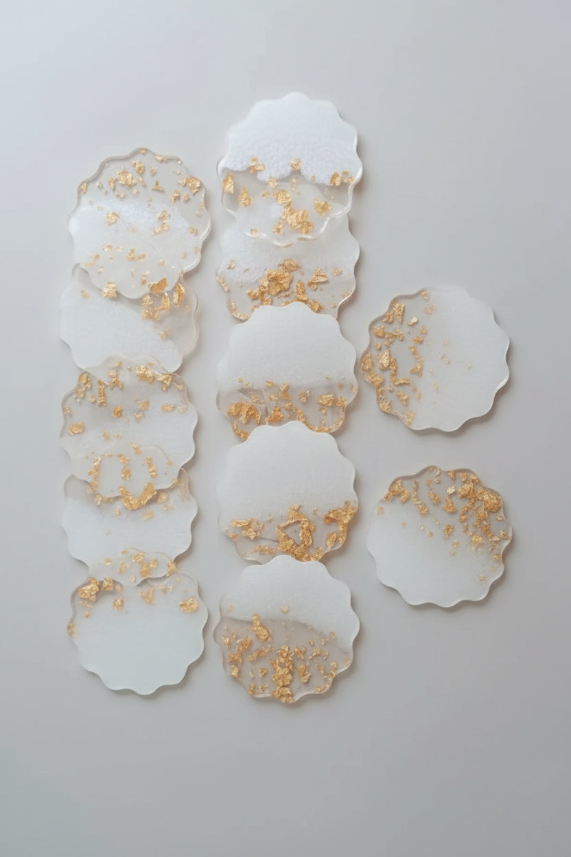 Sous-verres résine époxy fleurs — décoration artisanale | CréaBySana