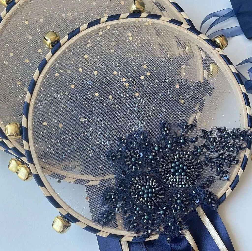 Tambourin mariage dentelle blanc — accessoire fête oriental | Créa By Sana