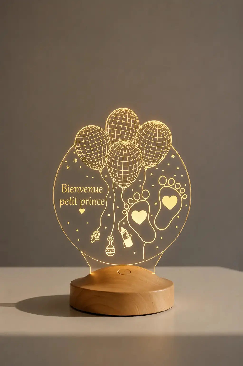 Veilleuse bébé LED personnalisée — souvenir naissance unique | CréaBySana