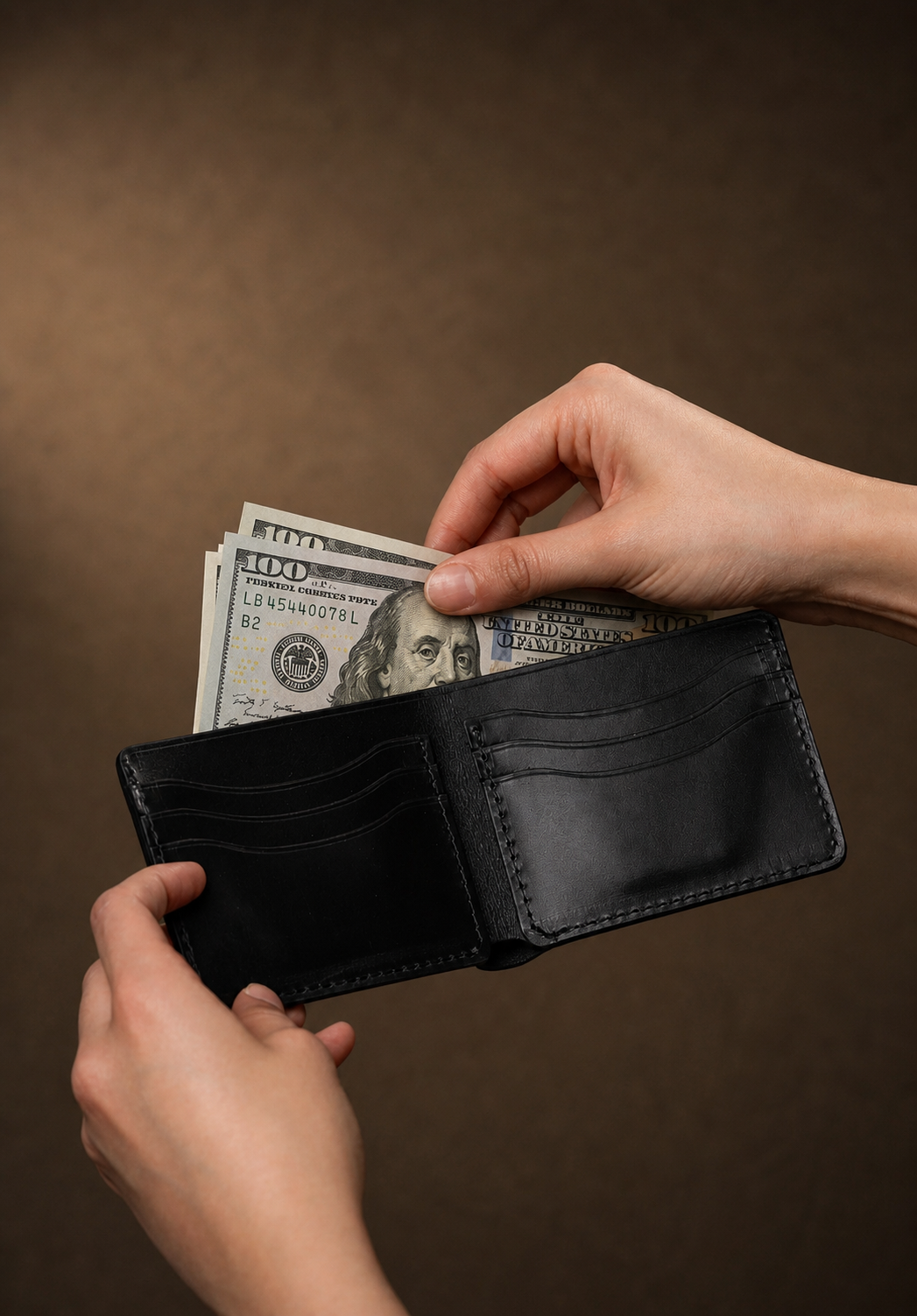 Portefeuille cuir luxe homme bifold gravé au prénom | CréaBySana