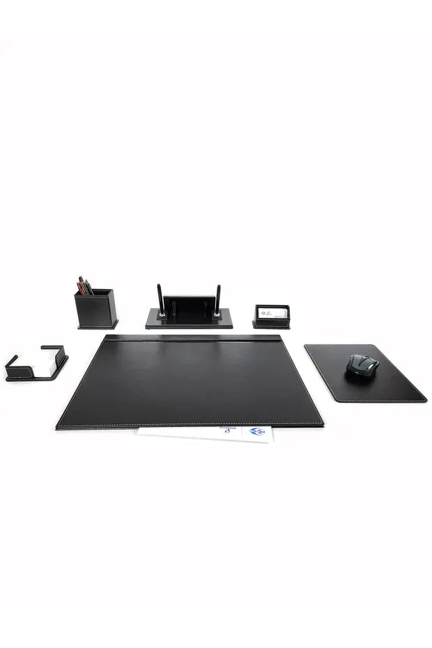 Set de bureau cuir personnalisé 6 pièces — sous-main tapis souris | CréaBySana